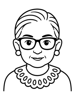 Free printable Ruth Bader Ginsburg Simple Portrait coloring page