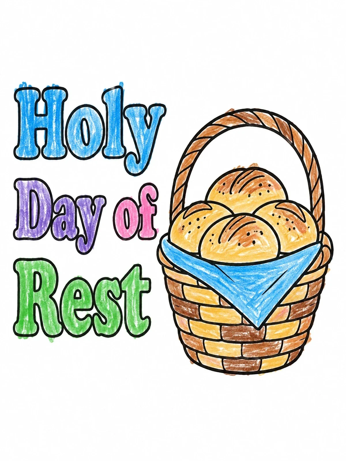 Colored example of the Bread Basket Holy Day Of Rest coloring page