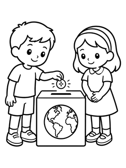 Free printable Children Giving Mission Offering coloring page