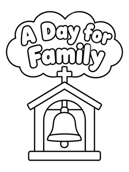 Free printable A Day For Family Church Bell coloring page