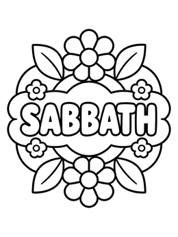 Free printable Floral Sabbath Word Art coloring page