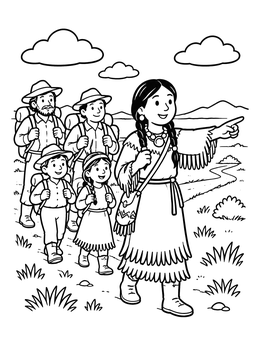Free printable Sacagawea Guiding An Expedition Trail coloring page