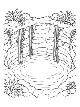 Free printable Sacred Maya Limestone Cenote coloring page