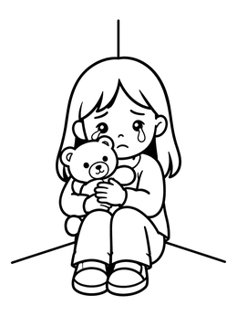 Free printable Crying Girl With Teddy Bear coloring page