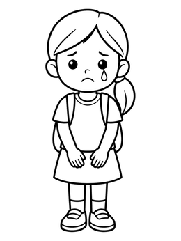 Free printable Sad Schoolgirl With Tear coloring page