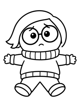 Free printable Cute Sad Emotion Character In Sweater coloring page