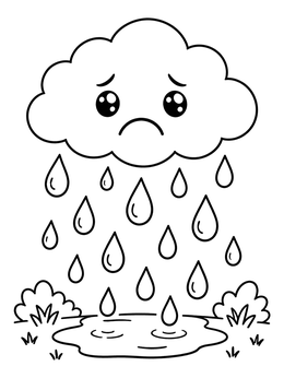 Free printable Cute Sad Rain Cloud coloring page