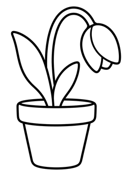 Free printable Drooping Tulip In A Flowerpot coloring page