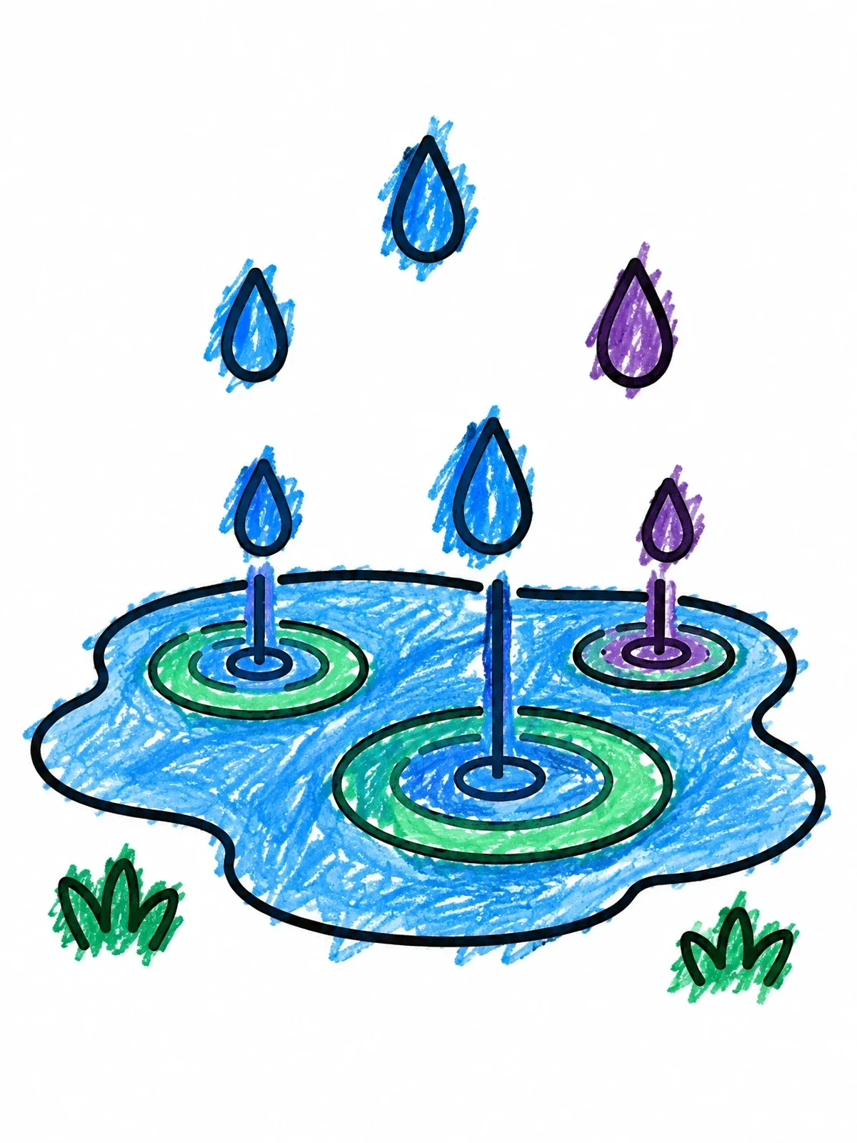 Colored example of the Raindrops Falling Into A Puddle coloring page
