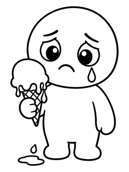 Free printable Sad Character With Melting Ice Cream coloring page