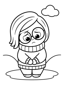 Free printable Sad Girl In Turtleneck Sweater coloring page