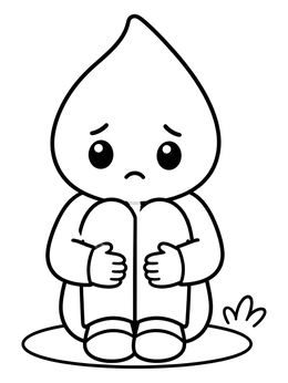 Free printable Sad Little Teardrop Character Hugging Knees coloring page