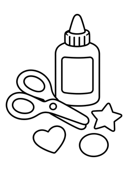 Free printable Safety Scissors And Craft Glue coloring page