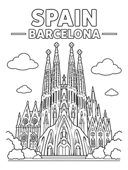 Free printable Sagrada Familia In Barcelona Spain coloring page