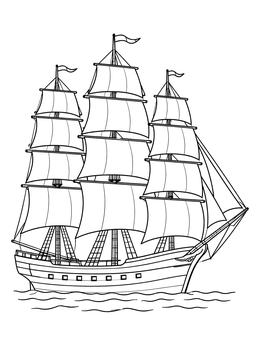 Free printable Historic Three Masted Tall Ship coloring page