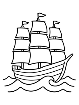 Free printable Tall Ship On Ocean Waves coloring page