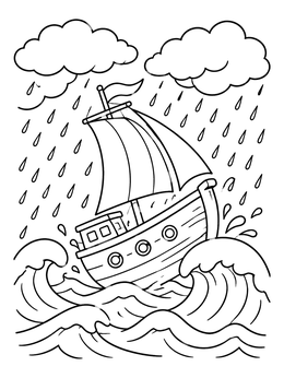 Free printable Sailboat On Stormy Waves coloring page