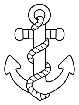 Free printable Classic Ship Anchor With Rope coloring page