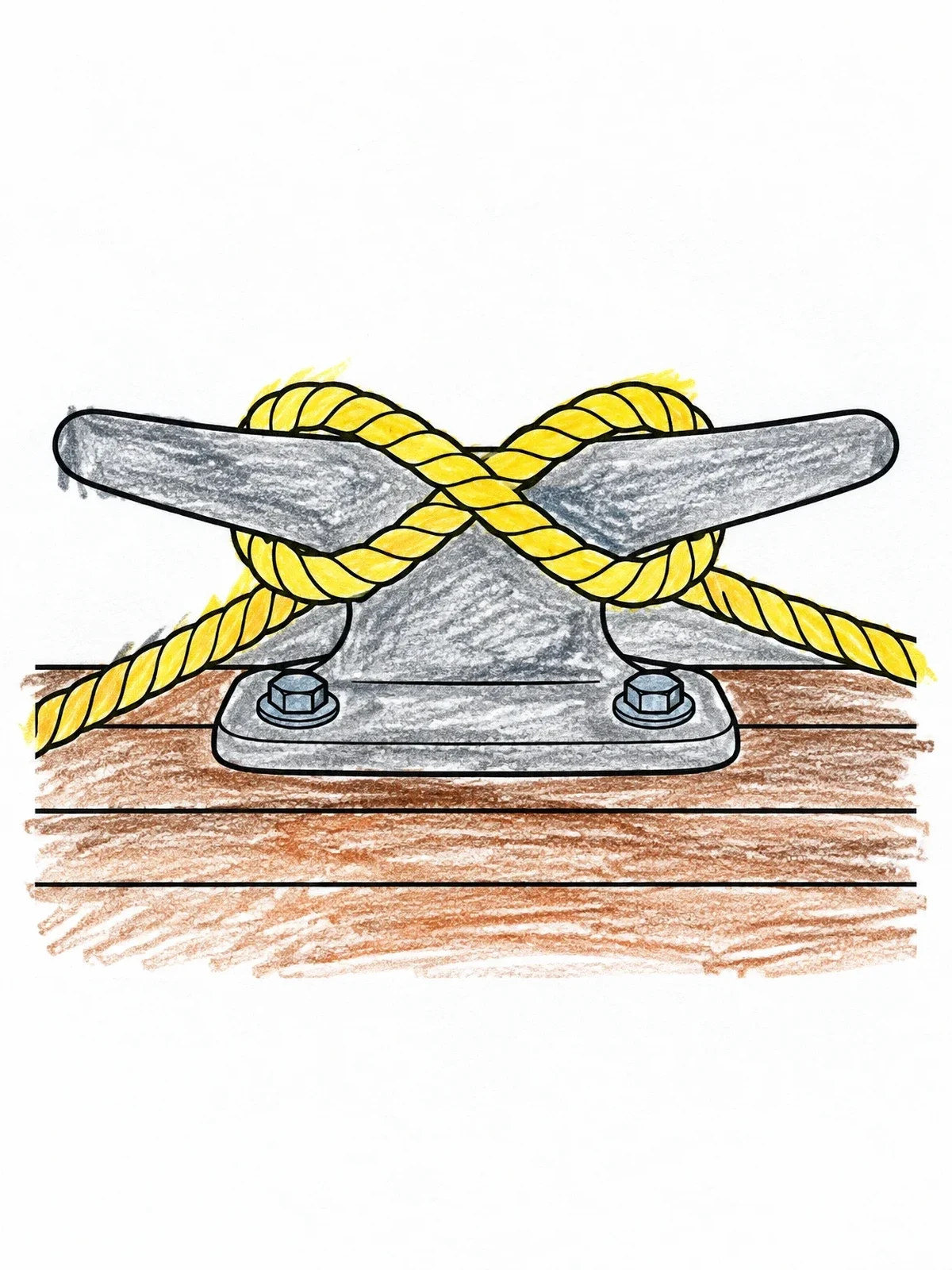 Colored example of the Dock Cleat With Mooring Rope coloring page