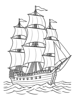 Free printable Historic Tall Ship On Ocean Waves coloring page