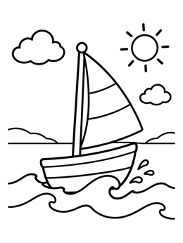 Free printable Little Sailboat On Sunny Waves coloring page