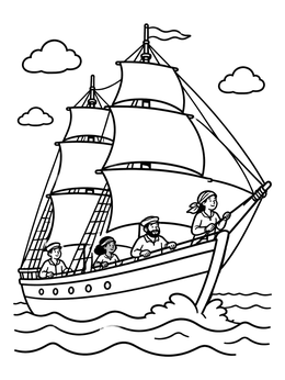 Free printable Sailors On A Tall Ship coloring page