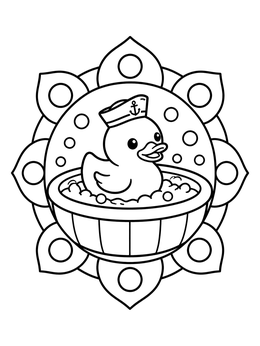 Free printable Sailor Rubber Duck In A Tub coloring page