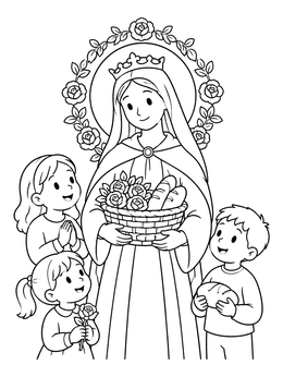 Free printable Saint Elizabeth Of Hungary With Children coloring page