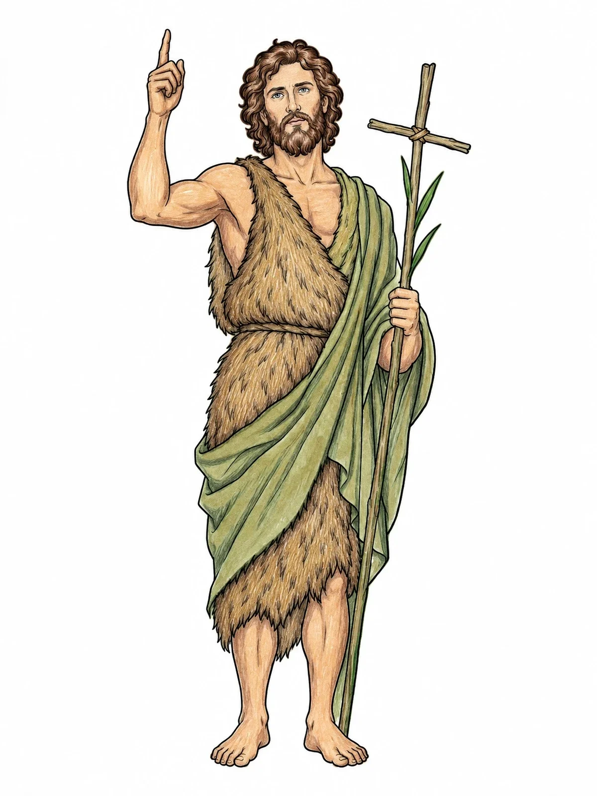 Colored example of the Saint John The Baptist By Leonardo coloring page
