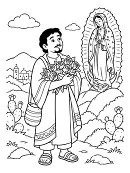 Free printable Saint Juan Diego With Roses coloring page