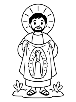 Free printable Saint Juan Diego Holding Tilma coloring page