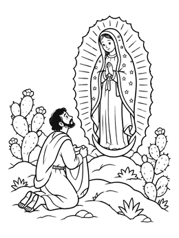 Free printable Saint Juan Diego And Our Lady Of Guadalupe coloring page