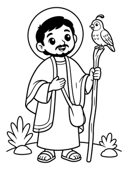 Free printable Saint Juan Diego With Quail coloring page