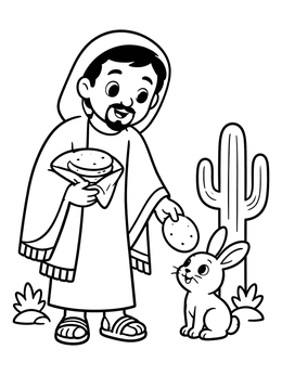Free printable Saint Juan Diego And Desert Rabbit coloring page
