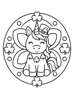 Free printable Saint Patrick's Day Unicorn Mandala coloring page