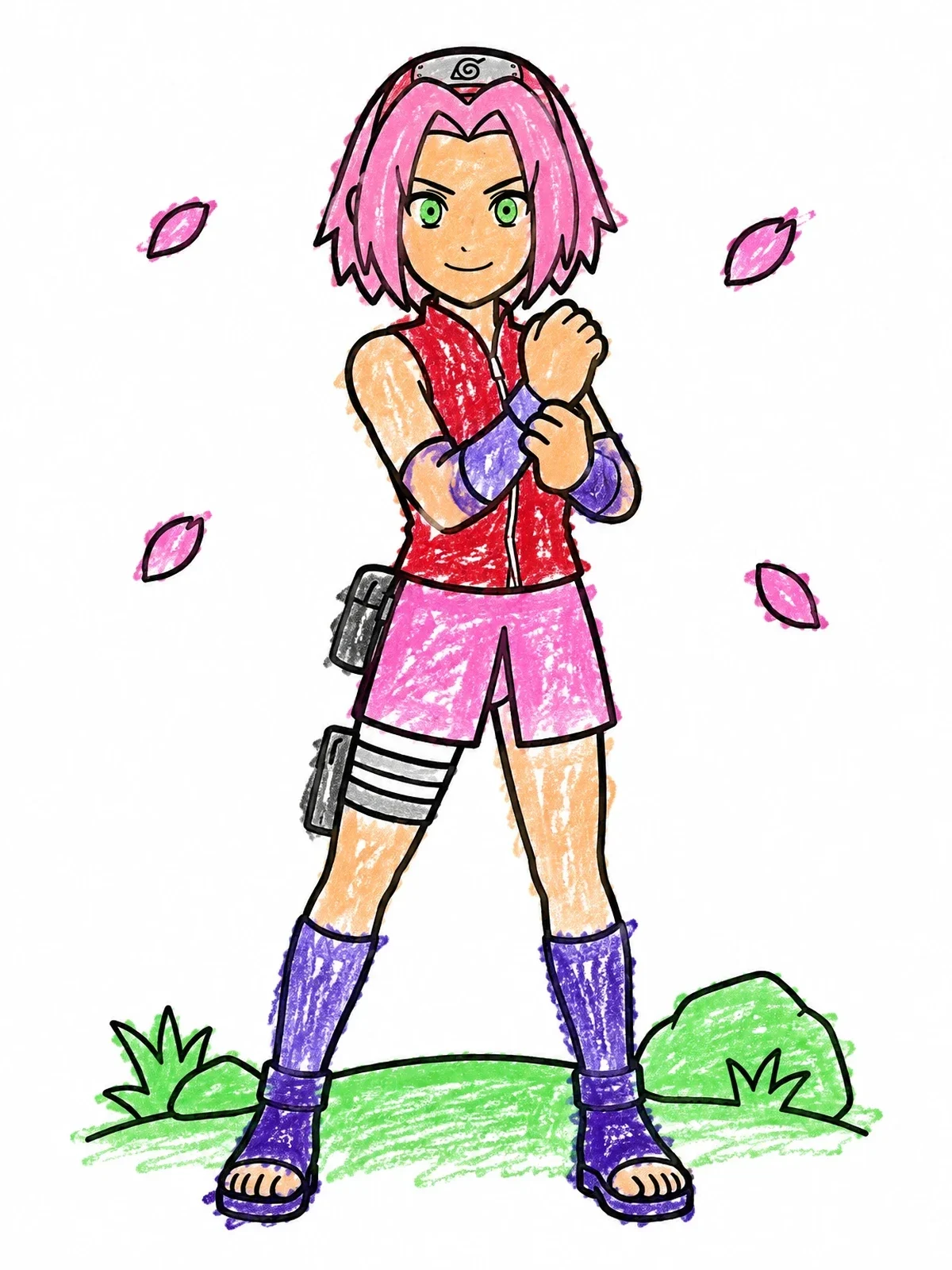 Colored example of the Sakura Haruno In Ninja Attire coloring page