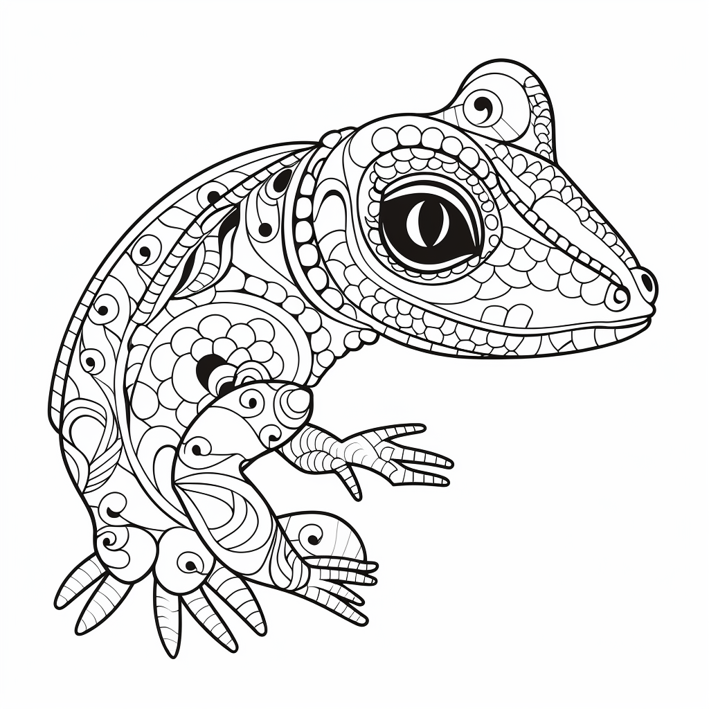 Salamander Themed Mandala Coloring - Coloring Page