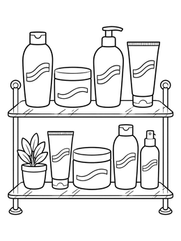 Free printable Salon Hair Care Products On Shelves coloring page