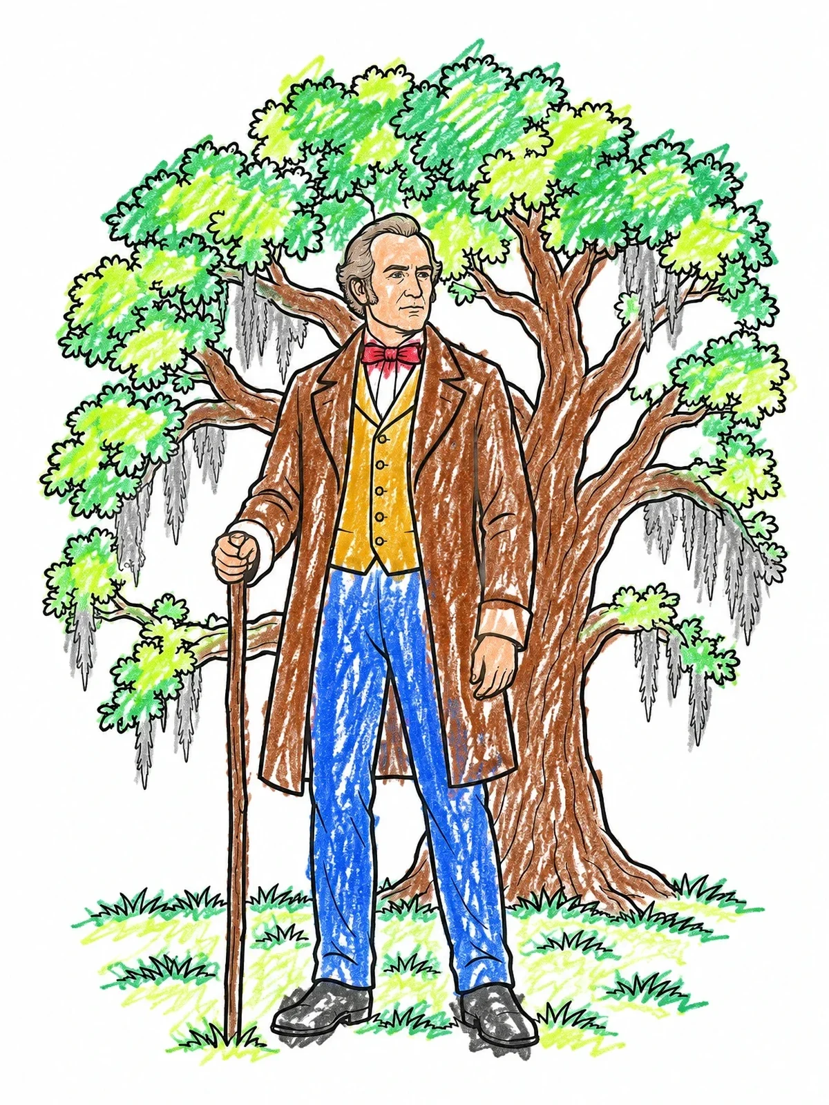 Colored example of the Sam Houston By A Live Oak Tree coloring page