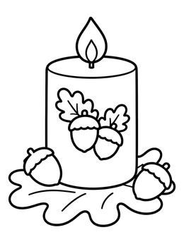 Free printable Chunky Candle With Autumn Acorns coloring page