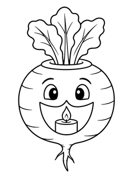 Free printable Smiling Turnip Lantern With Candle coloring page