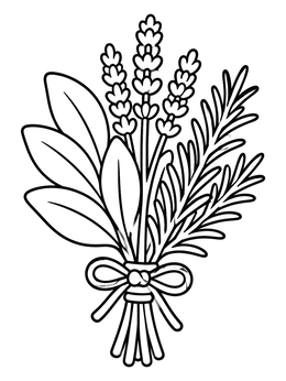 Free printable Tied Bundle Of Dried Herbs coloring page