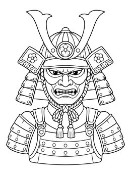 Free printable Samurai Armor And Kabuto Helmet coloring page