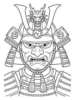 Free printable Samurai Armor And Dragon Helmet coloring page