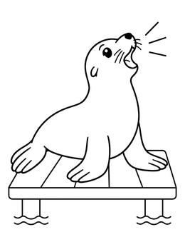 Free printable Barking Sea Lion On Pier coloring page