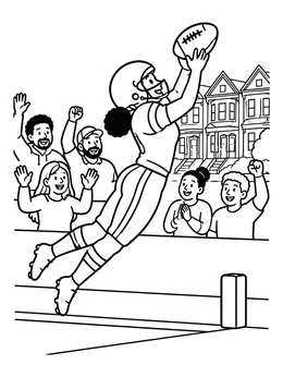 Free printable Touchdown Catch By Victorian Houses coloring page
