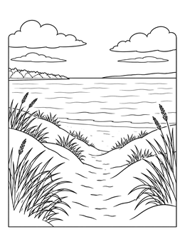 Free printable Sand Dunes By The Lake coloring page