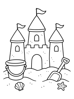 Free printable Sandcastle With Bucket And Spade coloring page