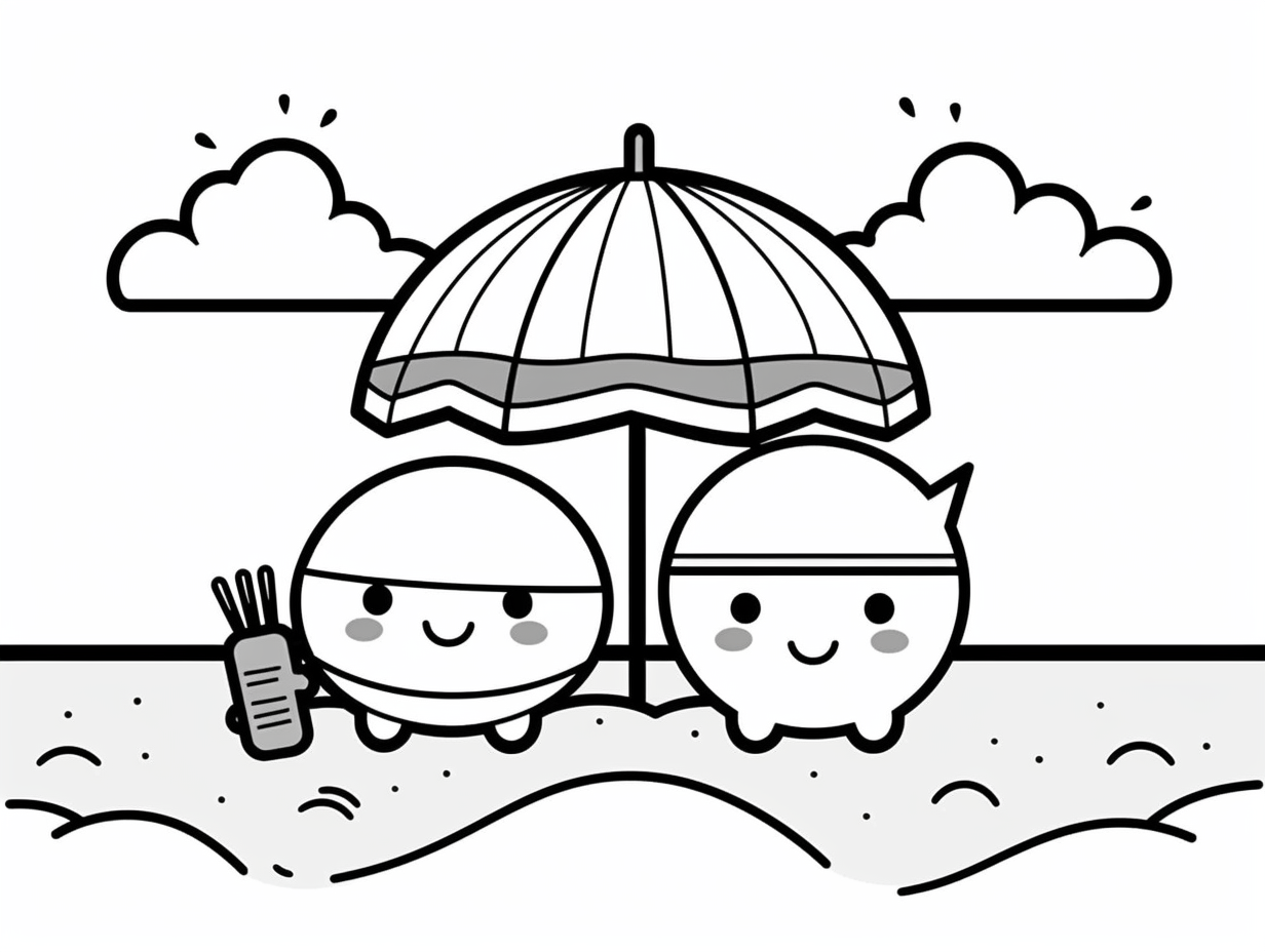 Sandy Beach Coloring Page - Coloring Page