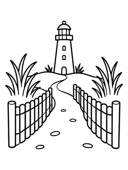 Free printable Sandy Path To Coastal Lighthouse coloring page